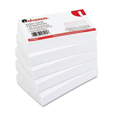 Universal 3" x 5", 500-Cards, White Unruled Recycled Index Cards