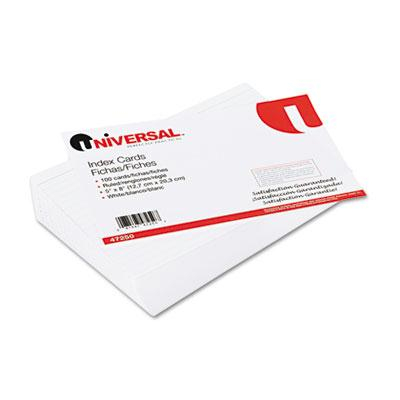 Universal 5" x 8", 100-Cards, White Ruled Recycled Index Cards