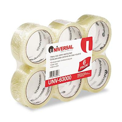 Universal One 2" x 55 yds Clear Box Sealing Tape, 3" Core, 6-Pack