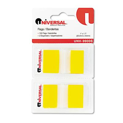 Universal One 1" x 1-3/4" Pop-Up Page Flags, Yellow, 100 Flags/Pack