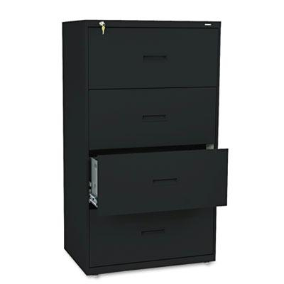 Basyx 434LP 4-Drawer 30" Wide Lateral File Cabinet, Letter & Legal Size, Black