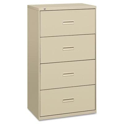 Basyx 484LL 4-Drawer 36" Wide Lateral File Cabinet, Letter & Legal Size, Putty