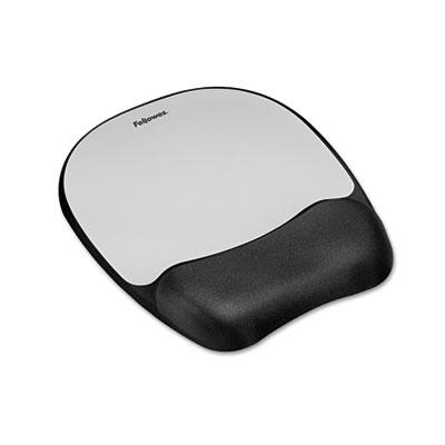 Fellowes 8" x 9-1/4" Mouse Pad with Memory Foam Wrist Rest, Silver