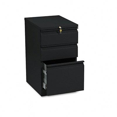 HON Efficiencies 33720RP 3-Drawer Box/Box/File Radius Pull Mobile Pedestal, Black