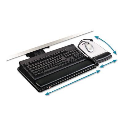3M 17" Track Knob Adjustable Keyboard Tray with Platform, Black