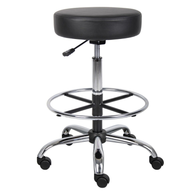 Boss Antimicrobial Caressoft Backless Medical Doctor's Stool, Footring, Black