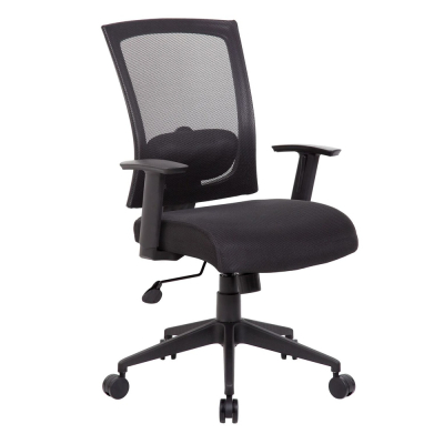 Boss B6706 Mesh-Back Fabric Mid-Back Task Chair (Shown in Black)