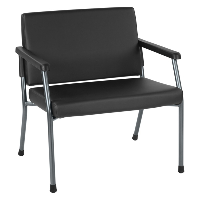 Office Star Big & Tall 500 lb Antimicrobial Fabric Guest Chair, Black
