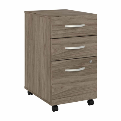 Bush Business Furniture Hybrid 16" W 3-Drawer Box/Box/File Mobile Pedestal, Assembled, Hickory