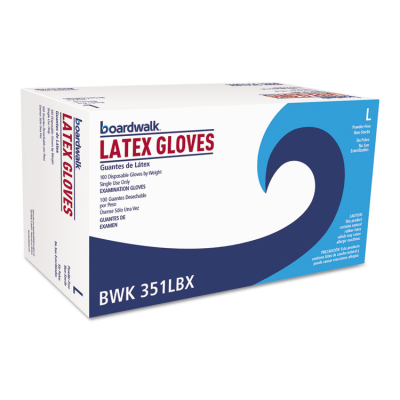 Boardwalk Powder-Free Latex Exam Gloves, Large, Natural, 4.8 mil, 1,000/Pack