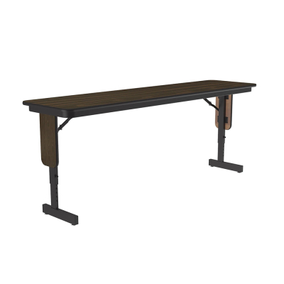 Correll 96" W x 18" D Height Adjustable 22" - 30" 0.75" High Pressure Top Seminar Folding Table with Panel Leg (Shown in Walnut)