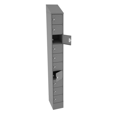 Tennsco 10-Tier 1 Wide Cellphone Steel Locker (Shown in Medium Grey)