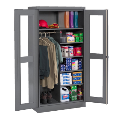 Tennsco CVD7814 Deluxe C-Thru Combination Wardrobe and Storage Cabinet (Medium Grey)
