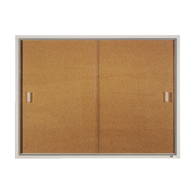 Quartet D2405 Indoor 2 Sliding Door 6 ft. x 4 ft. Aluminum Frame Cork Bulletin Board