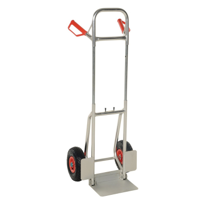 Vestil DHHT-250A Dual Handle 250 lb Load 11.75" Nose Aluminum Fold Down Hand Trucks (Shown with Pneumatic Wheels)