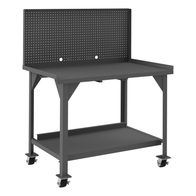 Durham Steel 60" x 30" Mobile Workbench with Pegboard Back Panel