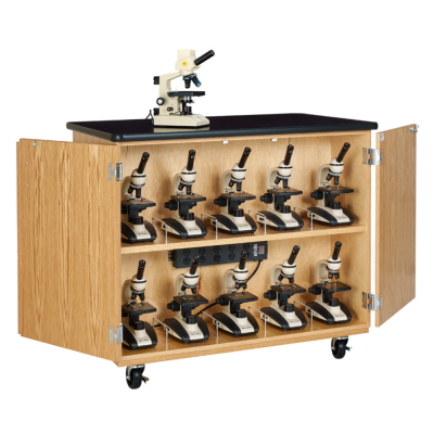 Diversified Woodcrafts STEM Mobile Charging Microscope Classroom Science Lab Cabinet