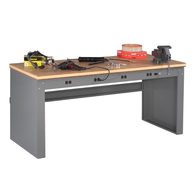 Tennsco EB-1-3672C Compressed Wood Electronic Workbench with Panel Legs, Stringer, Outlet Panel (72" W x 36" D)