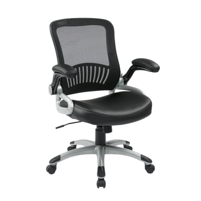 Office Star Work Smart EM Series Bonded Leather Screen Mid-Back Manager Chair	