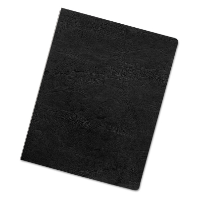 Fellowes 7.5 Mil 8.75" x 11.25" Round Corner Leather-Like Texture Black Binding Cover, 200/Pack