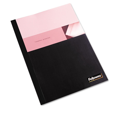 Fellowes 5 Mil 8.5" x 11" Square Corner Clear/Black Thermal Binding Cover, 120 Sheet Capacity, 10/Pack
