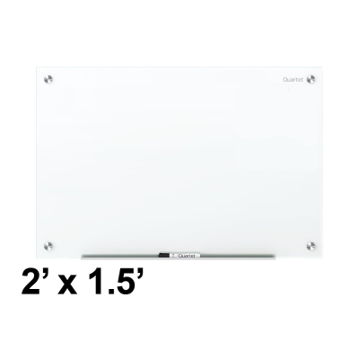 Quartet Brilliance 2' x 1.5' Bright White Magnetic Glass Whiteboard