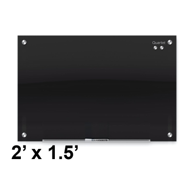 Quartet Infinity 2' x 1.5' Black Magnetic Glass Whiteboard