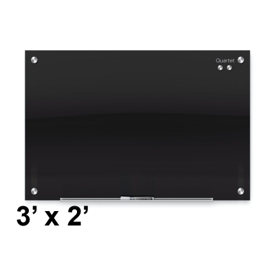 Quartet Infinity 3' x 2' Black Magnetic Glass Whiteboard