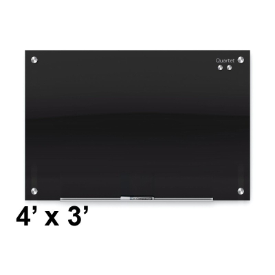Quartet Infinity 4' x 3' Black Magnetic Glass Whiteboard