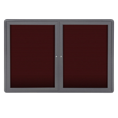 Ghent Ovation 4' x 3' Pin-On Enclosed Letter Board, Burgundy (Shown with Grey Frame)