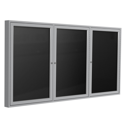 Ghent Outdoor 8' x 4' Pin-On Enclosed Vinyl Letter Board, Black/Silver