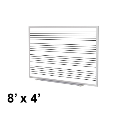 Ghent GM1-48-MS 8 ft. x 4 ft. Music Staff Graphic Porcelain Whiteboard with Blade Tray