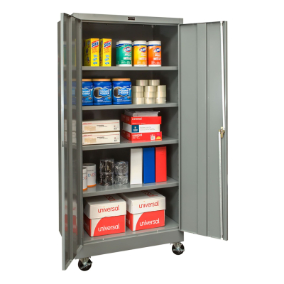 Hallowell 400 Series 48" W x 24" D x 72" H Mobile Storage Cabinet, Unassembled (Shown in Dark Grey)