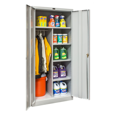 Hallowell 800 Series 36" W x 18" D x 78" H Antimicrobial Combination Storage Cabinet, Assembled, Light Grey