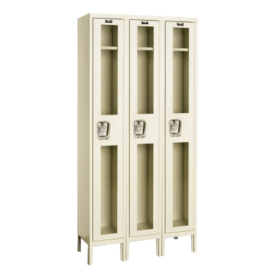 Hallowell Single Tier 3-Wide Safety-View Lockers, Tan