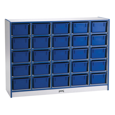 Jonti-Craft Rainbow Accents 25 Cubbie-Tray Mobile Classroom Storage with Trays (blue)