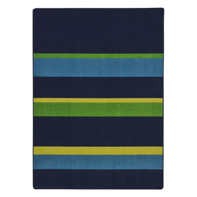 Joy Carpets Straight & Narrow Striped Rectangle Classroom Rug, Navy