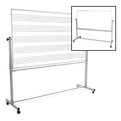 Luxor 6 x 4 Music Staff & Blank Painted Steel Magnetic Mobile Reversible Whiteboard