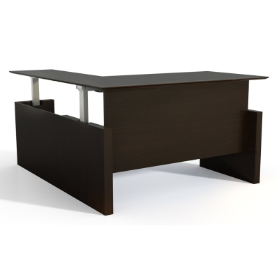 Mayline Medina 72" W Electric L-Shaped Straight Front Height Adjustable Desk (Shown in Mocha)