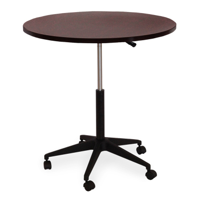 Boss 32" Round Mobile Height Adjustable Table, Mahogany