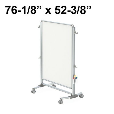 Ghent Nexus Partition 76" x 52-3/8" Double-Sided Mobile Porcelain Magnetic Whiteboard