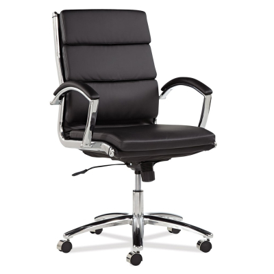Alera Neratoli Slim Profile Leather Mid-Back Task Chair (Shown in Black)