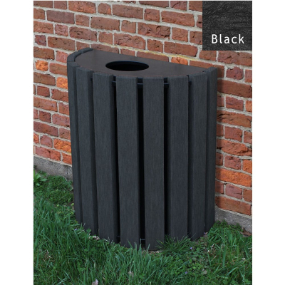 Polly Products HRTR 14 Gallon Half Round Receptacles Shown in Black