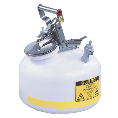 Justrite PP12752 Polyethylene 2 Gallon Disposal Safety Can, 3/8" Poly Fitting