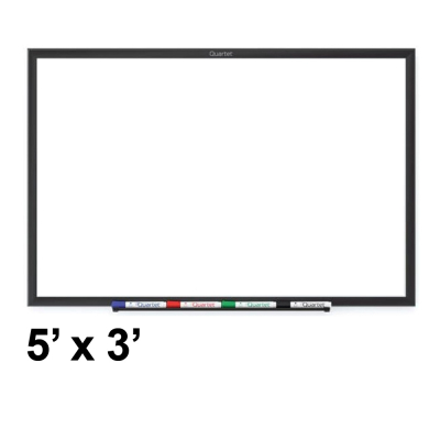 Quartet Classic 5' x 3' Aluminum Black Frame Melamine Whiteboard