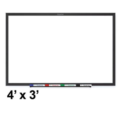 Quartet 4' x 3' Black Aluminum Frame Classic Magnetic Whiteboard