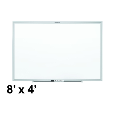 Quartet 8' x 4' Silver Aluminum Frame Magnetic Painted Steel Whiteboard