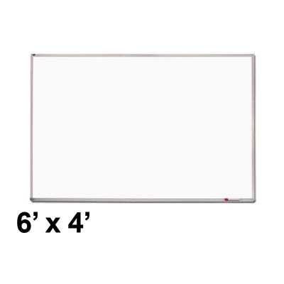 Quartet Classic 6' x 4' Aluminum Silver Frame Melamine Whiteboard