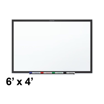 Quartet Classic 6' x 4' Aluminum Black Frame Melamine Whiteboard
