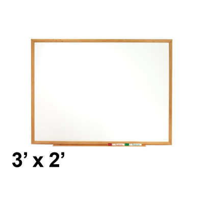 Quartet Classic Series 3 x 2 Oak Finish Frame Melamine Whiteboard